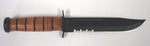 Ka Bar Full Size Fixed 7 In Black Combo Blade Leather Handle